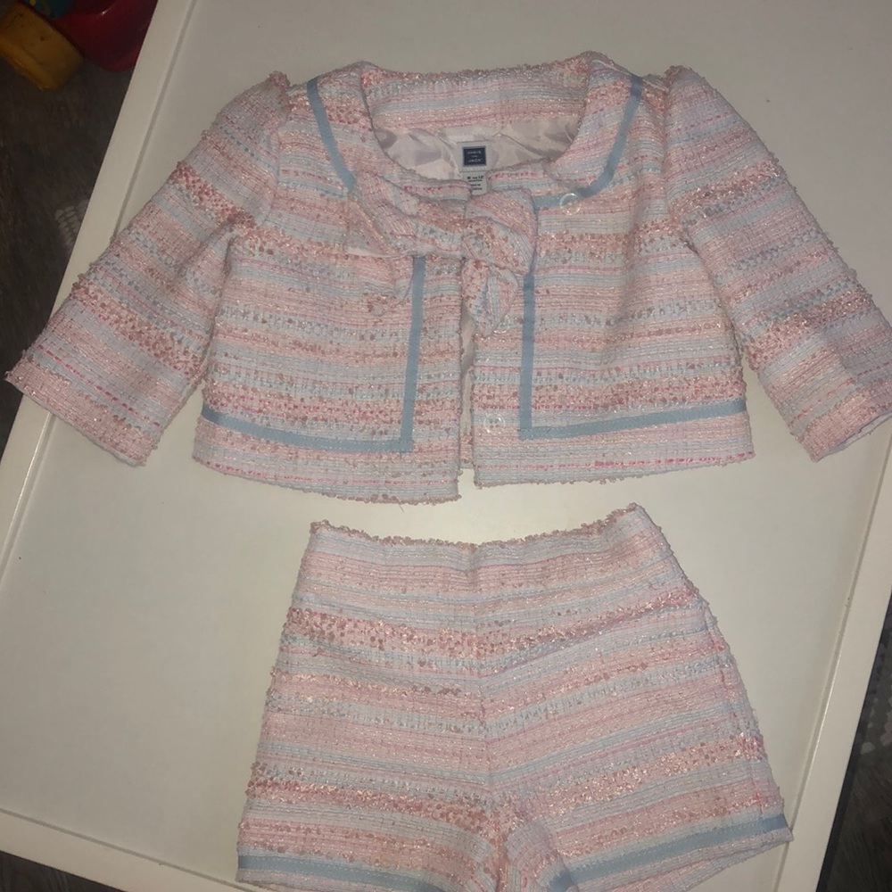 Janie and Jack pink tweed suit